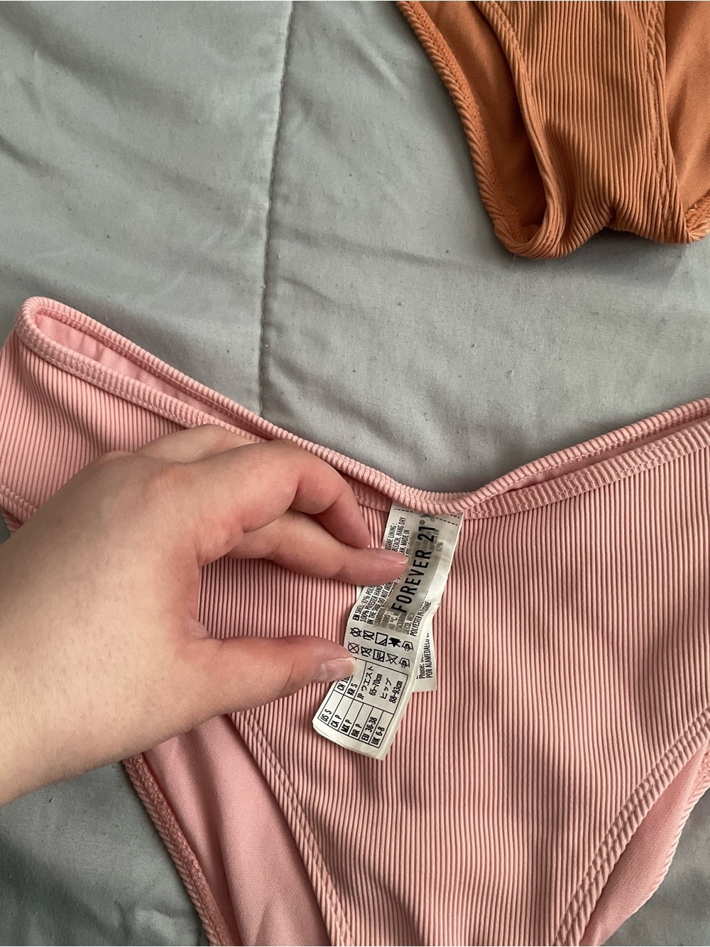 Forever 21 Ribbed Bikini Set - Pink & Camel - Picture 3 of 5
